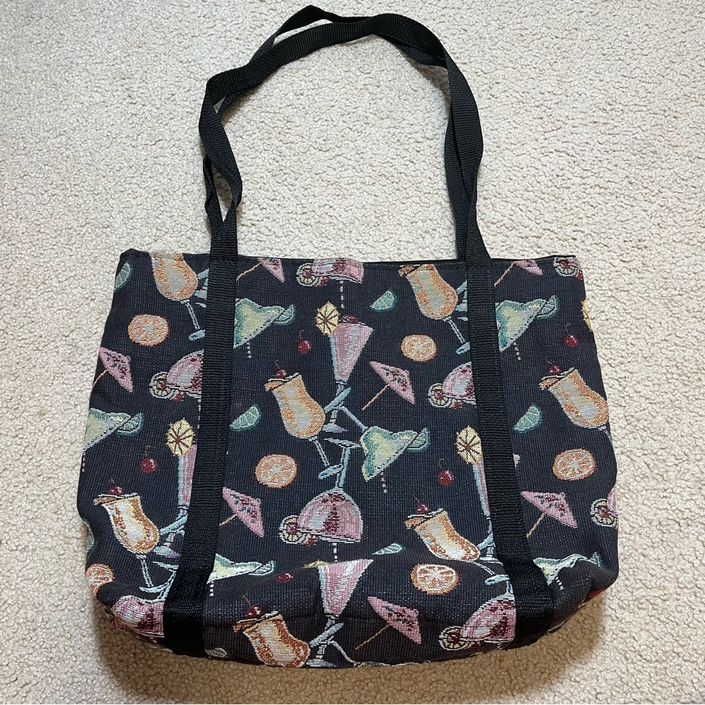 Cocktail Tote Bag Black Multicolor